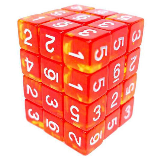 36x D6 12mm Dice - Clear Red/Yellow