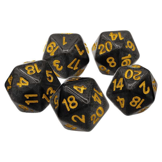 5x D20 20mm Dice - Black