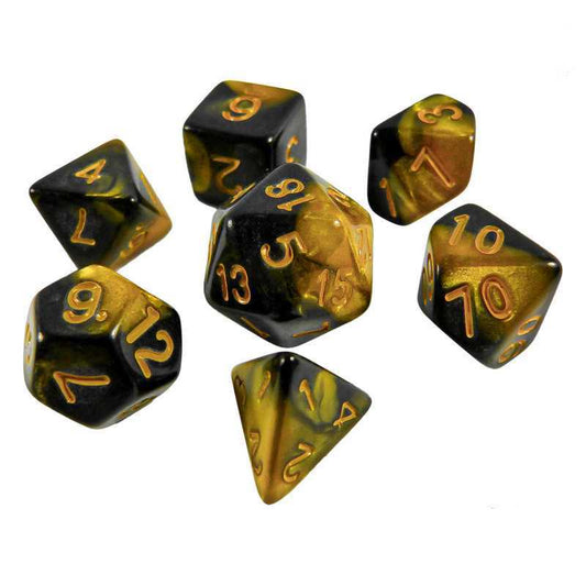 7x Mix 16mm Dice - Amber Swirl