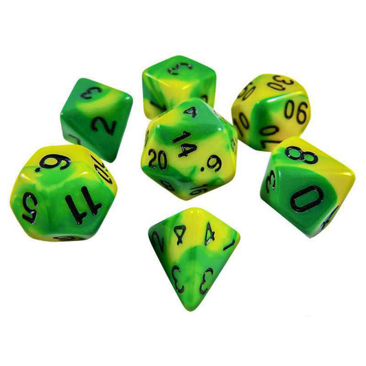 7x Mix 16mm Dice - Lime Swirl
