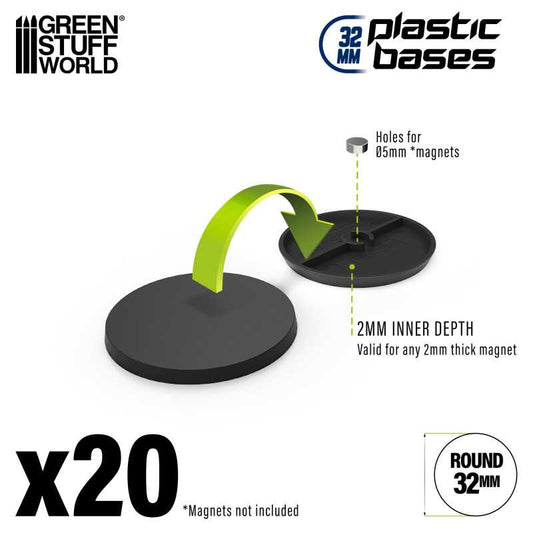 Plastic Bases - Round 32mm BLACK