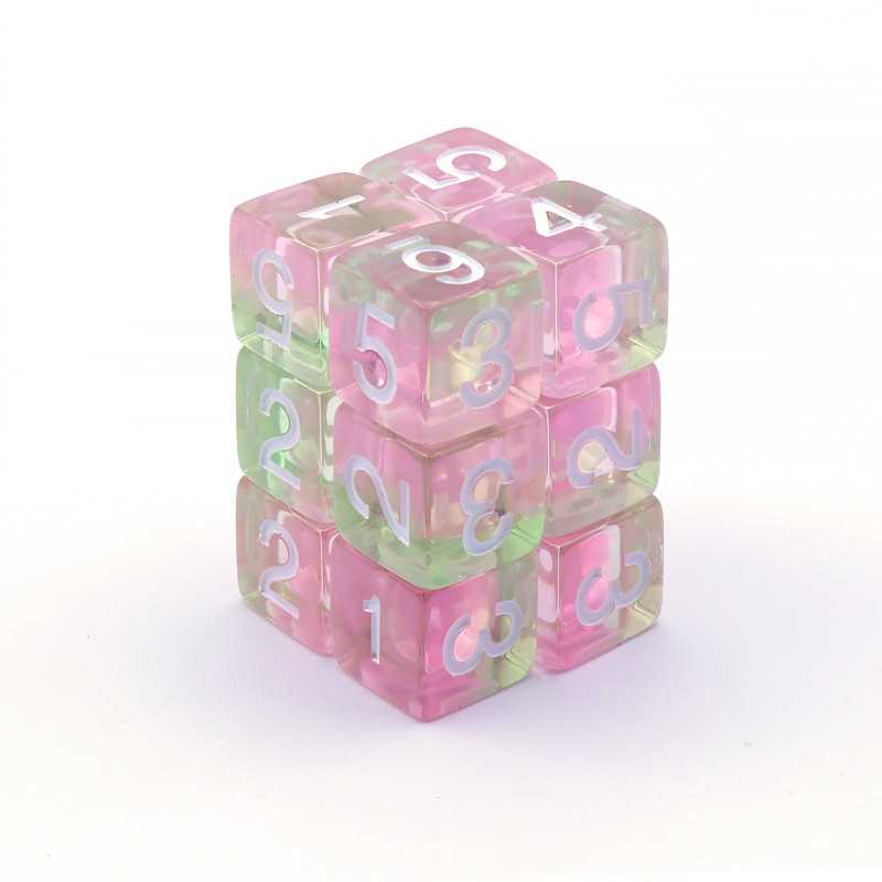 12x D6 16mm Dice - Clear Pink OUTLET
