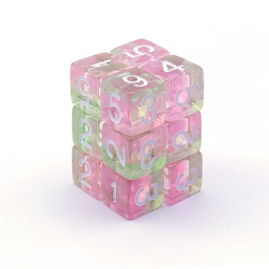12x D6 16mm Dice - Clear Pink OUTLET