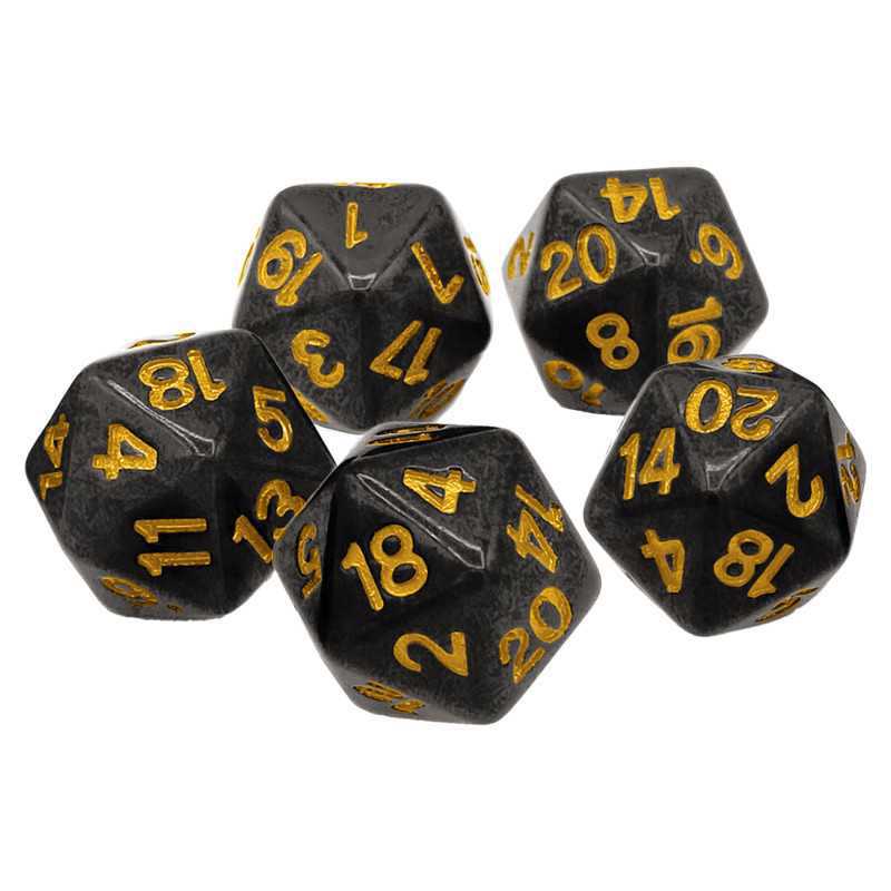 5x D20 20mm Dice - Black