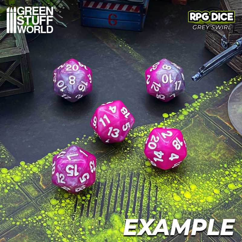 5x D20 20mm Dice - Pink - Grey