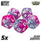 5x D20 20mm Dice - Pink - Grey