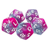 5x D20 20mm Dice - Pink - Grey