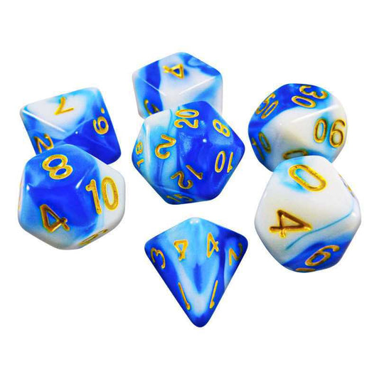 7x Mix 16mm Dice ~ Blue White