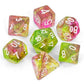 7x Mix 16mm Dice - Clear Lime and Pink