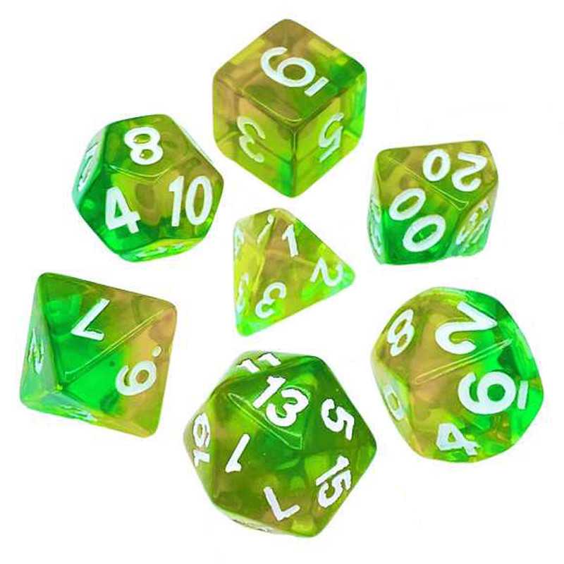 7x Mix 16mm Dice - Clear Orange/Green