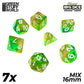 7x Mix 16mm Dice - Clear Orange/Green