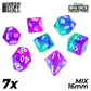 7x Mix 16mm Dice - Clear Turquoise/Purple