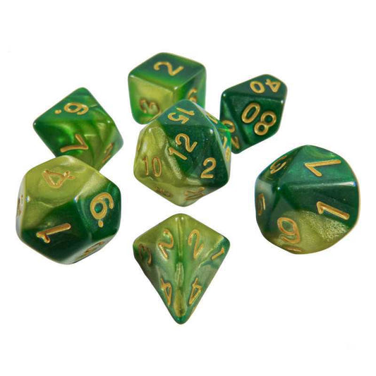 7x Mix 16mm Dice - Green Swirl