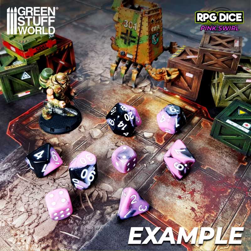 7x Mix 16mm Dice - Pink Swirl