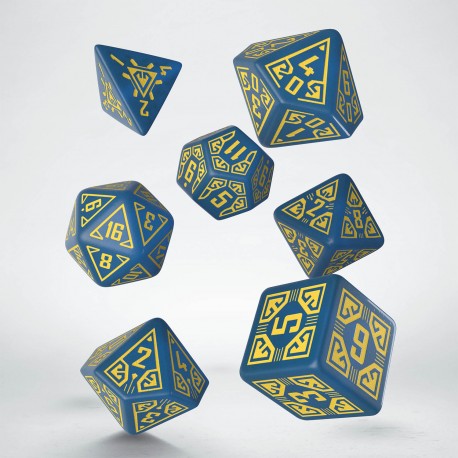 Q WORKSHOP Arcade Blue & Yellow RPG Dice Set 7 Polyhedral Pieces