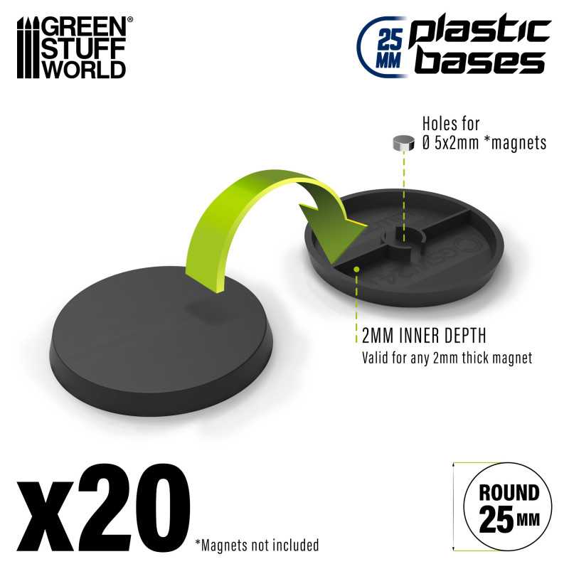 Plastic Bases - Round 25mm BLACK
